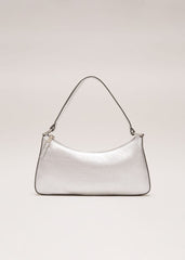 Silver Leather Mini Shoulder Bag - Silver