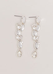 Stone Drop Earrings - Silver