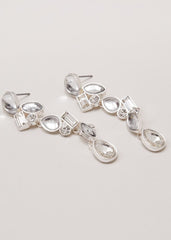 Stone Drop Earrings - Silver