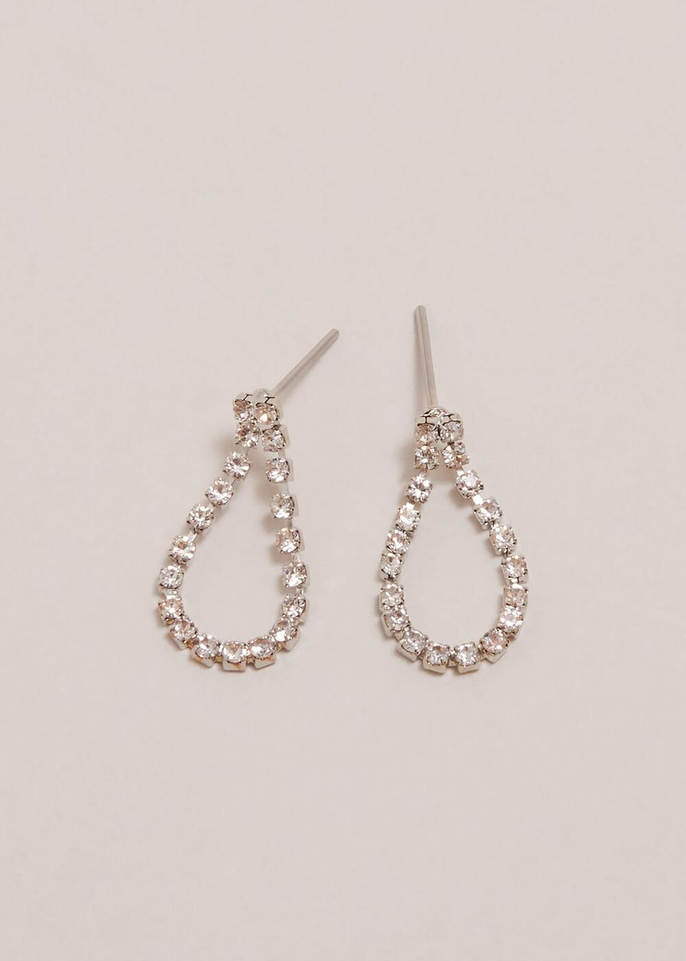 Sparkle Stone Teardrop Earrings - Silver