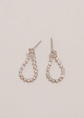 Sparkle Stone Teardrop Earrings - Silver