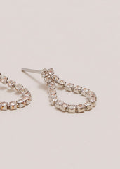 Sparkle Stone Teardrop Earrings - Silver