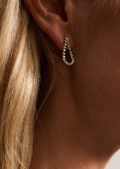 Sparkle Stone Teardrop Earrings - Silver