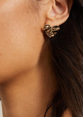 Gold Large Heart Stud Earrings - Gold