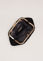 Black Suede Pouch Clutch Bag - Black
