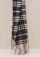 Checked Printed Scarf - Black/Ivory