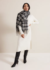 Checked Printed Scarf - Black/Ivory