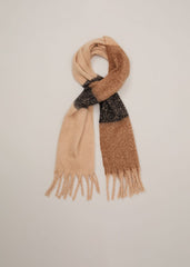 Oversized Stripe Brushed Scarf - Black/Multi