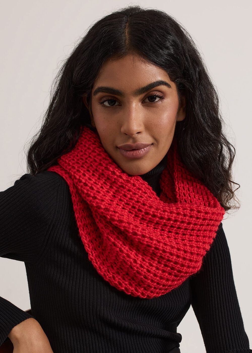 Red Knitted Snood - Red