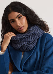 Blue Knitted Snood - Blue