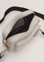 Grey Leather Cross Body Bag - Grey