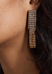 Gold Chainmail Sparkle Drop Earring - Gold