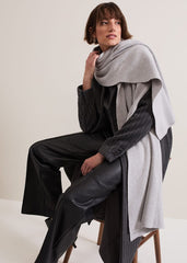 Grey Ribbed Oversized Scarf - Grey