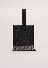 Black Beaded Tassle Bag - Black