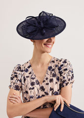 Navy Bow Disc Fascinator - Navy
