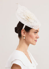Flower Pillbox Fascinator - Ivory