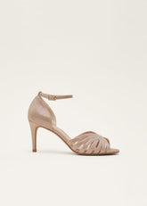 Stitched Metallic Heel Sandal - Metallic