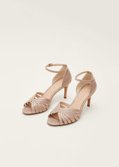 Stitched Metallic Heel Sandal - Metallic