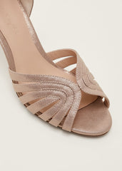 Stitched Metallic Heel Sandal - Metallic