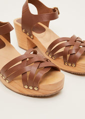 Woven Clog Heel Sandal - Tan