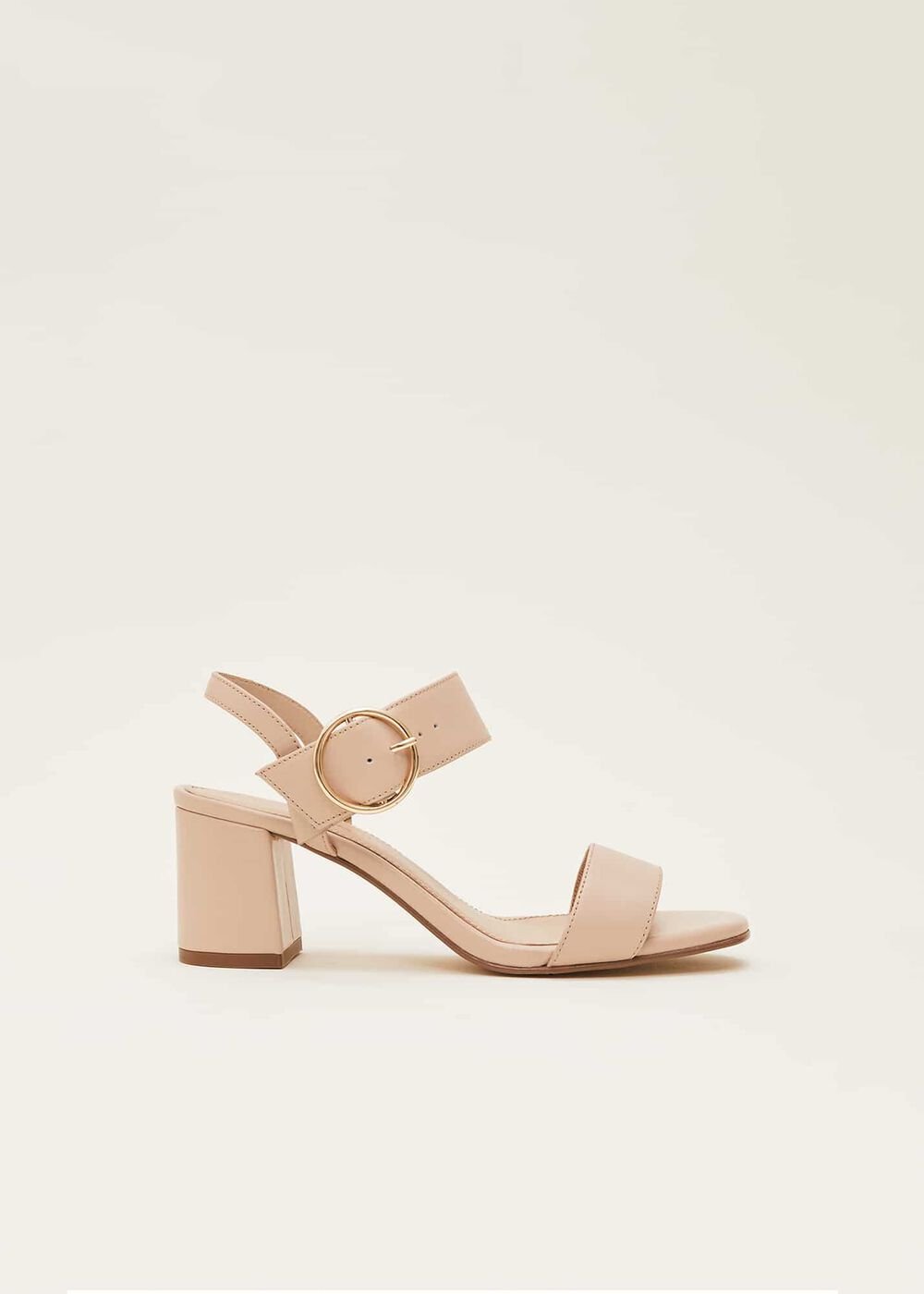 Snake Skin Leather Buckle Sandals - Neutral