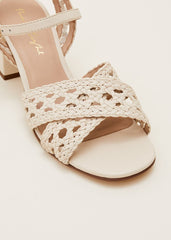 Weave Heeled Sandal - Cream
