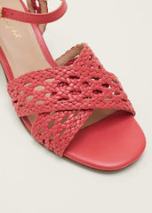 Weave Heeled Sandal - Coral