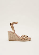 Leather Strappy Espadrille - Gold