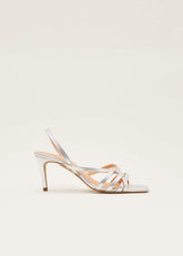 Strappy Sling Back Sandals - Silver
