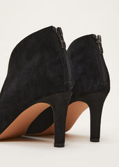Cut Out Heeled Boots - Black