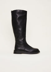 Flat Knee High Boot - Black