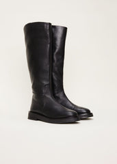 Flat Knee High Boot - Black