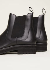 Casual Leather Pull On Ankle Boots - Black