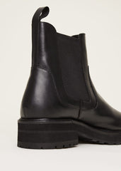 Casual Leather Pull On Ankle Boots - Black