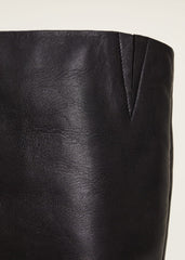 Leather Panelled Knee High Boot - Black