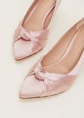 Satin Knot Front Court Shoe - Antique Rose