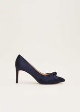 Satin Knot Front Court Shoe - Navy