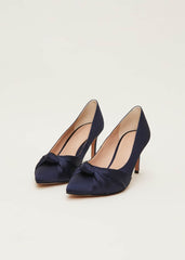 Satin Knot Front Court Shoe - Navy