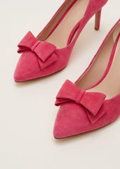 Suede Bow Front Court Shoes - Raspberry