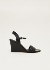 Leather Plait Strap Shoes - Black
