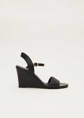 Leather Plait Strap Shoes - Black