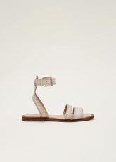 Leather Flat Sandals - Cream