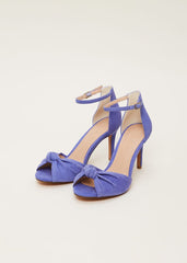 Blue Suede Open Toe Heels - Foxglove Blue