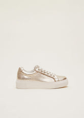 Leather Platform Trainers - Gold