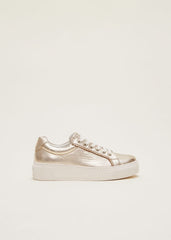 Leather Platform Trainers - Gold