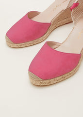 Suede Ankle Tie Espadrille Shoe - Bright Pink