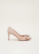 Suede Bow Front Court Shoes - Cameo