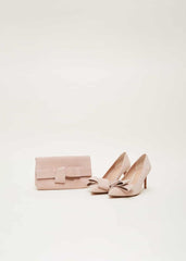 Suede Bow Front Court Shoes - Cameo