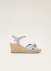 Leather Knot Front Espadrilles - Cornflower