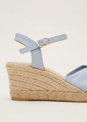 Leather Knot Front Espadrilles - Cornflower